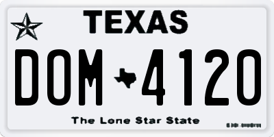 TX license plate DOM4120