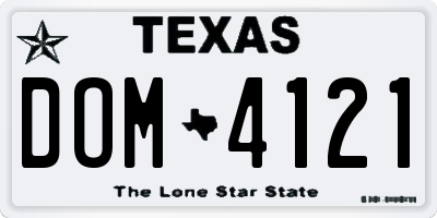 TX license plate DOM4121