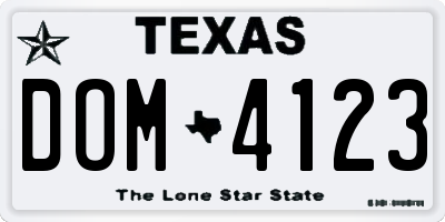 TX license plate DOM4123