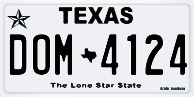 TX license plate DOM4124