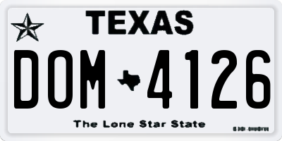 TX license plate DOM4126