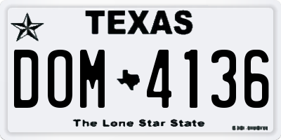 TX license plate DOM4136