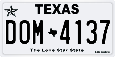 TX license plate DOM4137