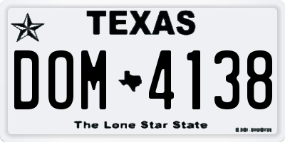 TX license plate DOM4138