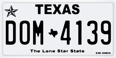 TX license plate DOM4139