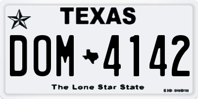 TX license plate DOM4142