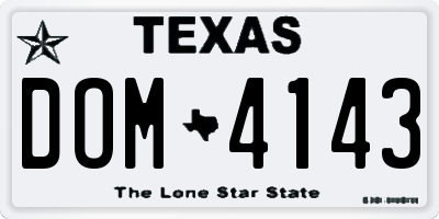 TX license plate DOM4143