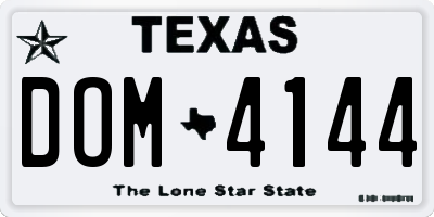 TX license plate DOM4144