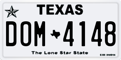 TX license plate DOM4148