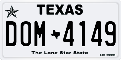 TX license plate DOM4149