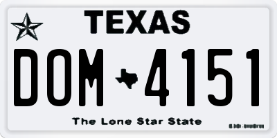 TX license plate DOM4151