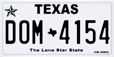 TX license plate DOM4154