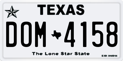 TX license plate DOM4158