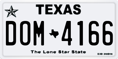 TX license plate DOM4166
