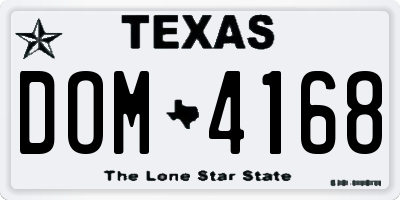 TX license plate DOM4168