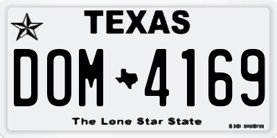 TX license plate DOM4169
