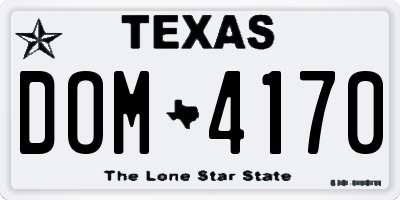 TX license plate DOM4170