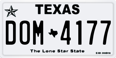 TX license plate DOM4177