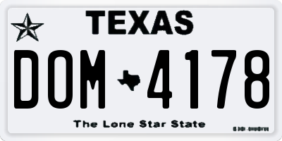 TX license plate DOM4178