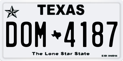 TX license plate DOM4187