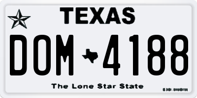 TX license plate DOM4188