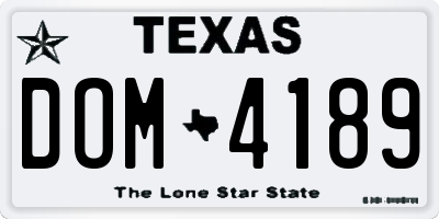 TX license plate DOM4189