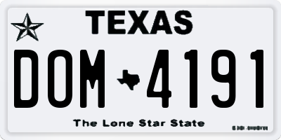 TX license plate DOM4191