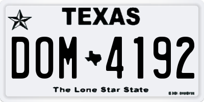 TX license plate DOM4192