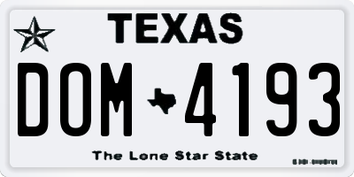 TX license plate DOM4193