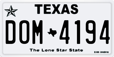 TX license plate DOM4194
