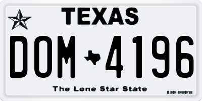 TX license plate DOM4196