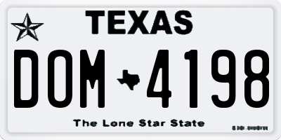 TX license plate DOM4198