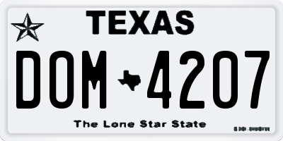 TX license plate DOM4207