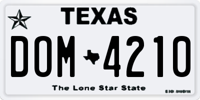 TX license plate DOM4210