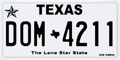 TX license plate DOM4211