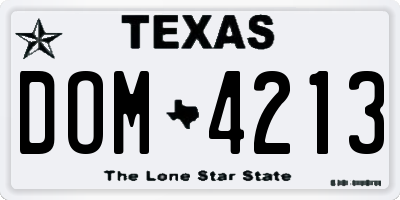 TX license plate DOM4213
