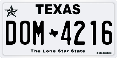 TX license plate DOM4216