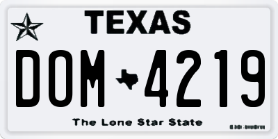 TX license plate DOM4219