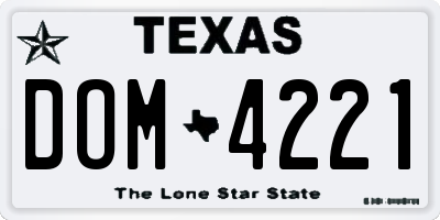 TX license plate DOM4221