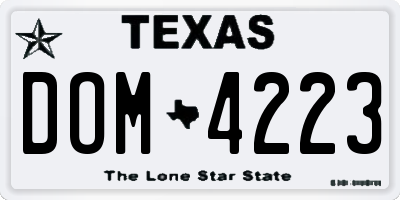 TX license plate DOM4223