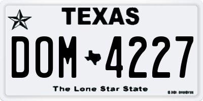 TX license plate DOM4227