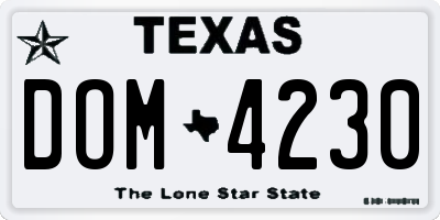 TX license plate DOM4230