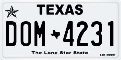 TX license plate DOM4231