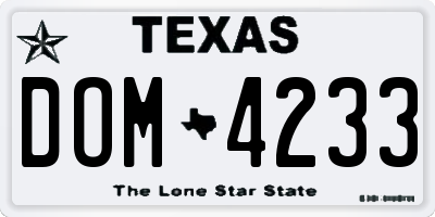 TX license plate DOM4233