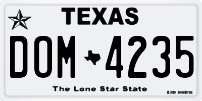 TX license plate DOM4235