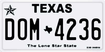 TX license plate DOM4236