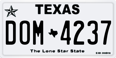 TX license plate DOM4237