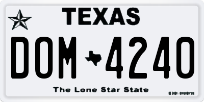 TX license plate DOM4240