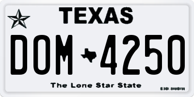 TX license plate DOM4250
