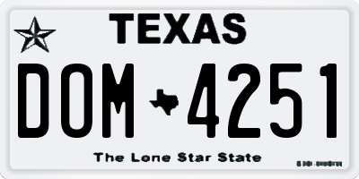 TX license plate DOM4251